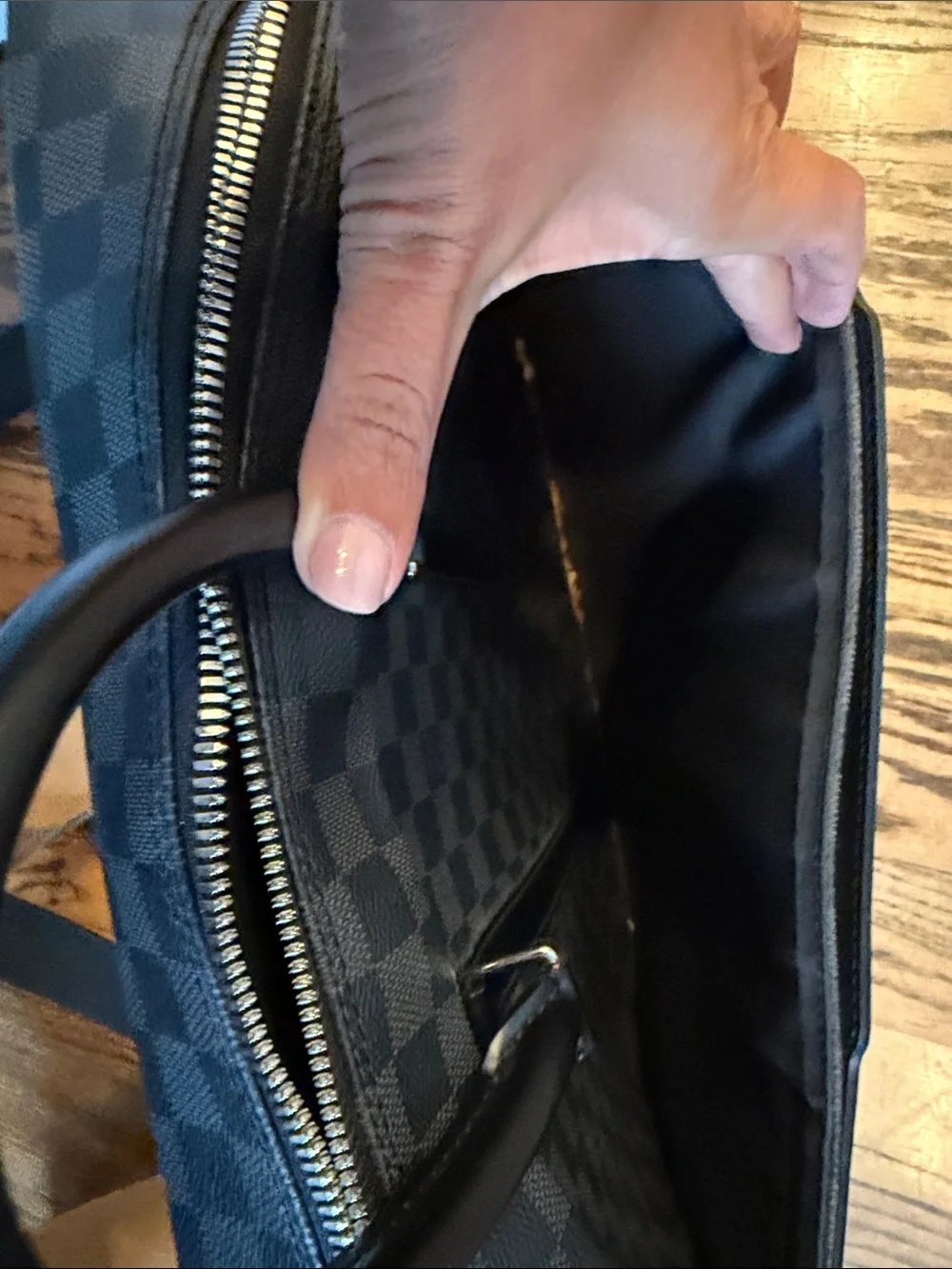 Louis Vuitton Graphite Checker Briefcase with Black Trim